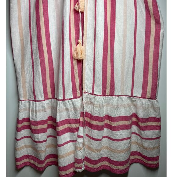 Faherty Striped Longline Duster Cotton Linen One Size Boho Beach Lightweight - Picture 6 of 14